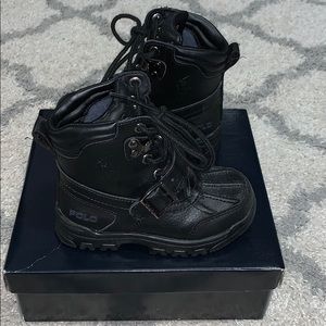 Little boys black Polo boots
